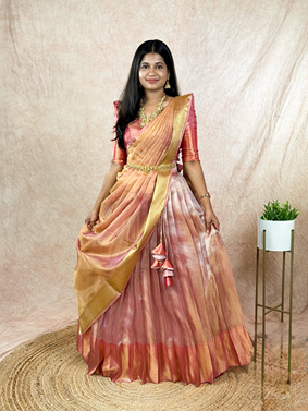 PINK TISSUE LEHENGA