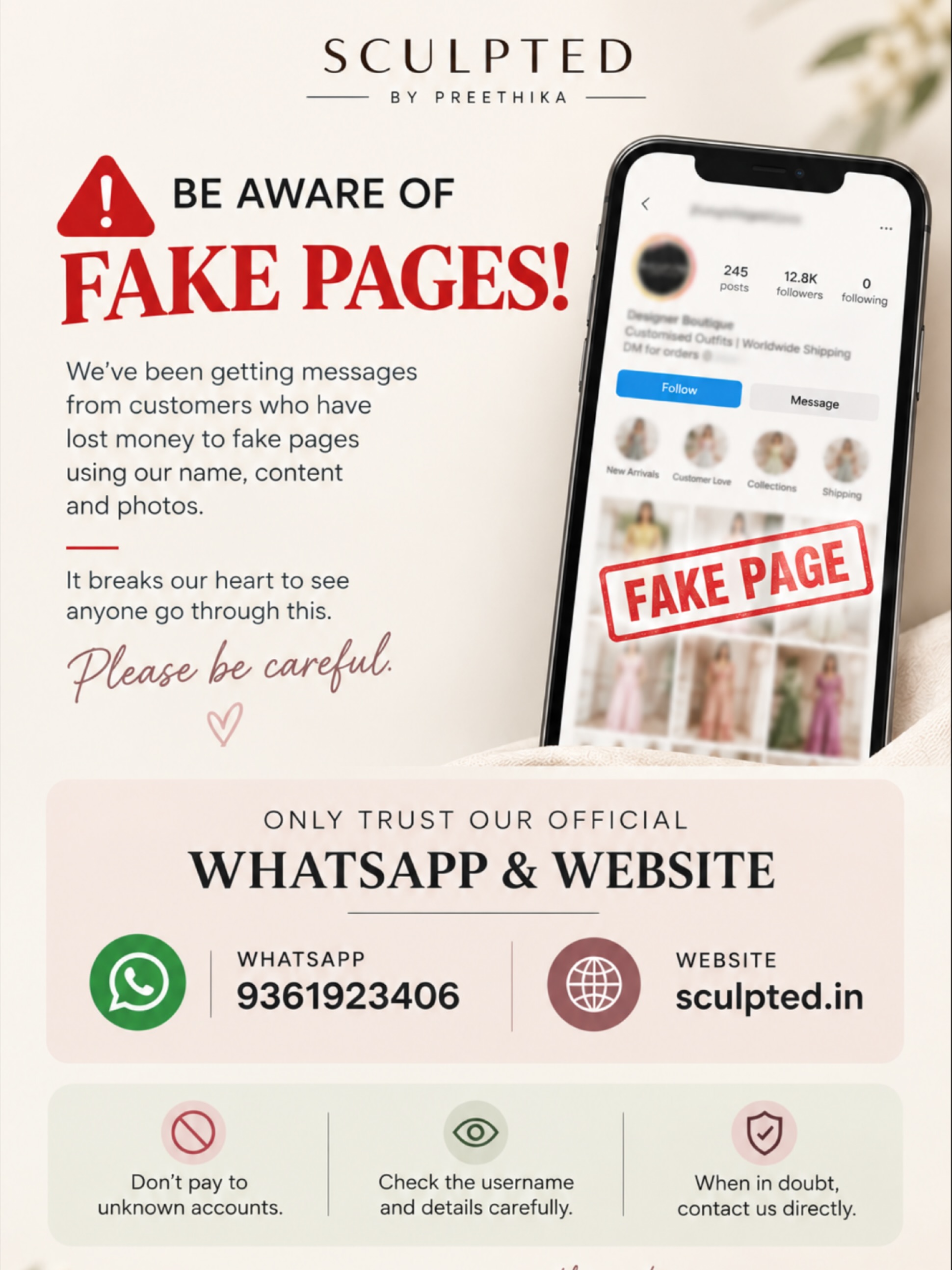 🚨 IMPORTANT: PLEASE BE AWARE OF FAKE PAGES