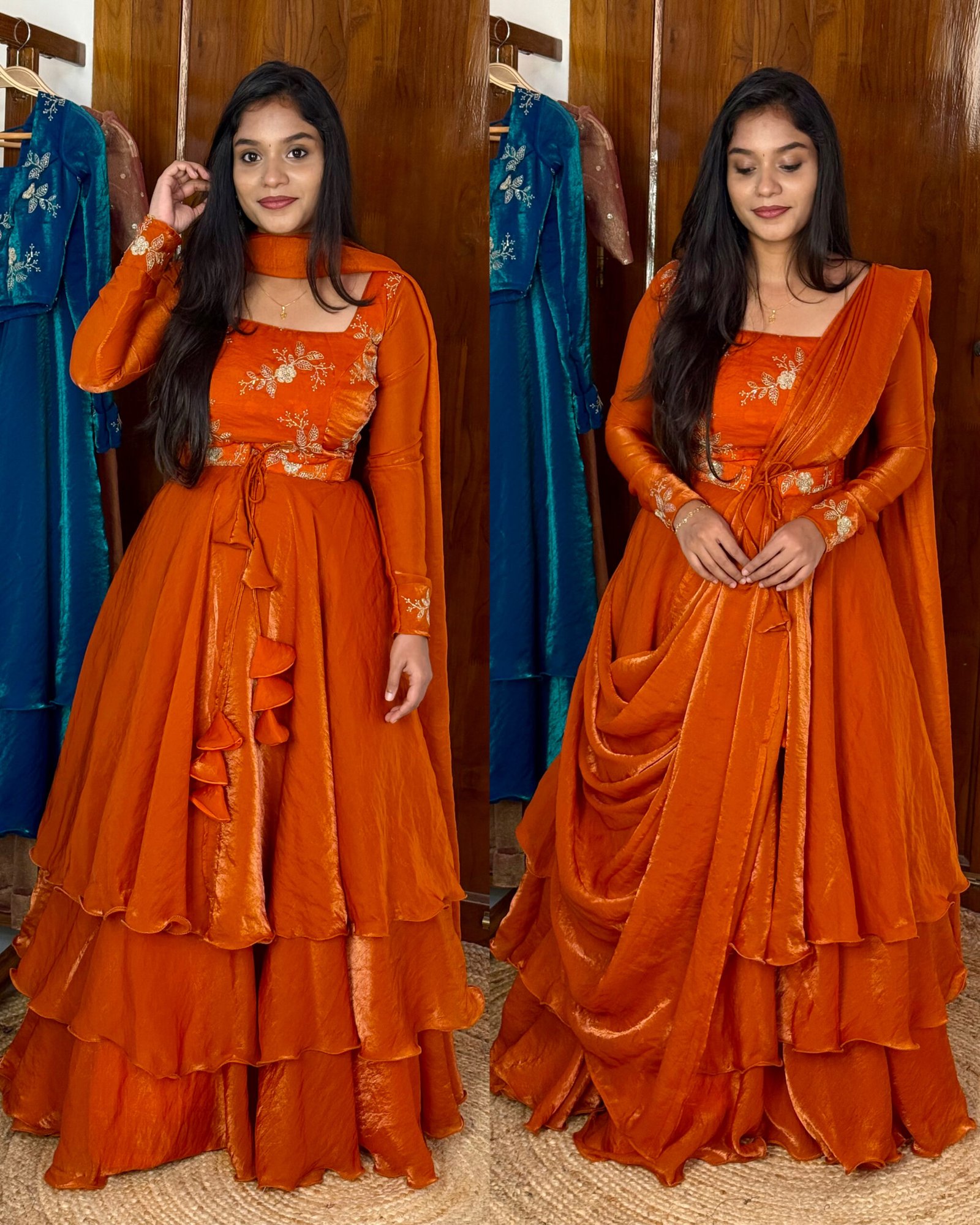 3 in 1 LEHENGA - Rust Orange