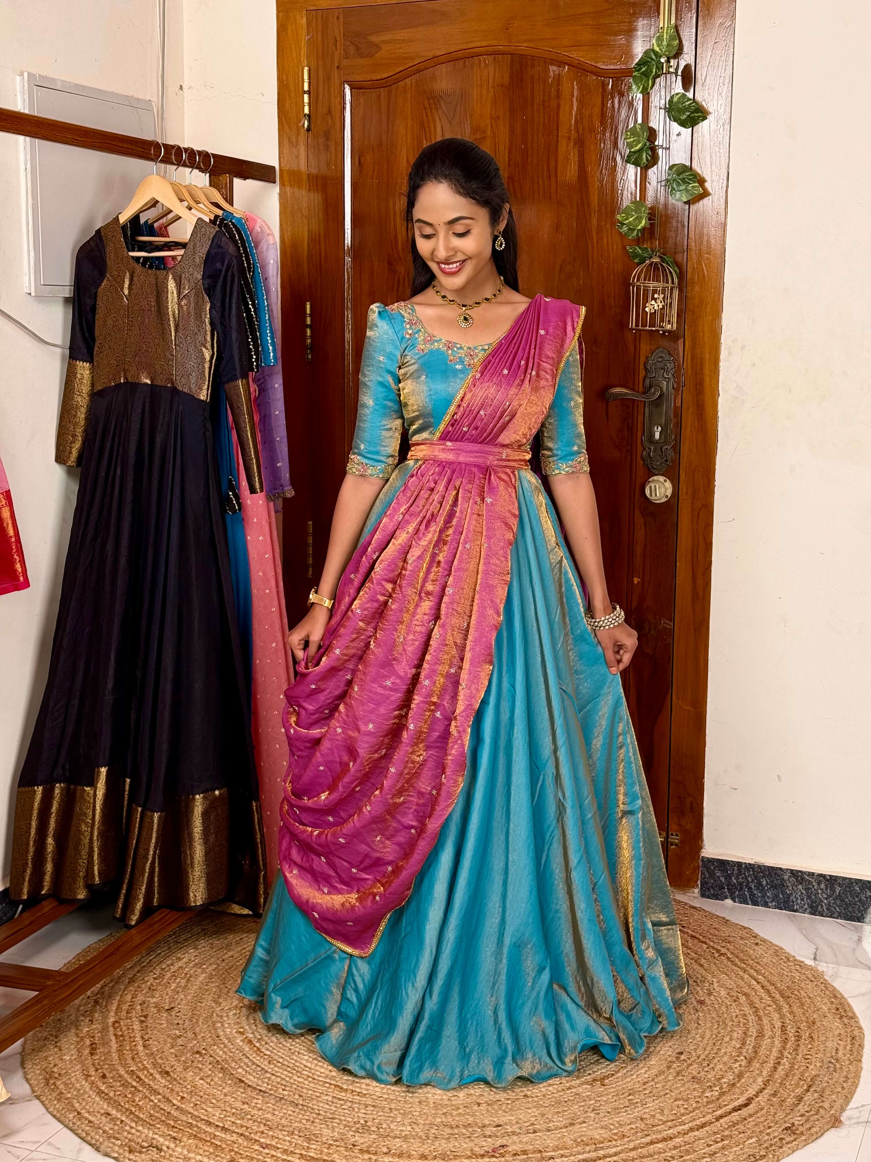 Blue Lavender Aura hand worked maxi