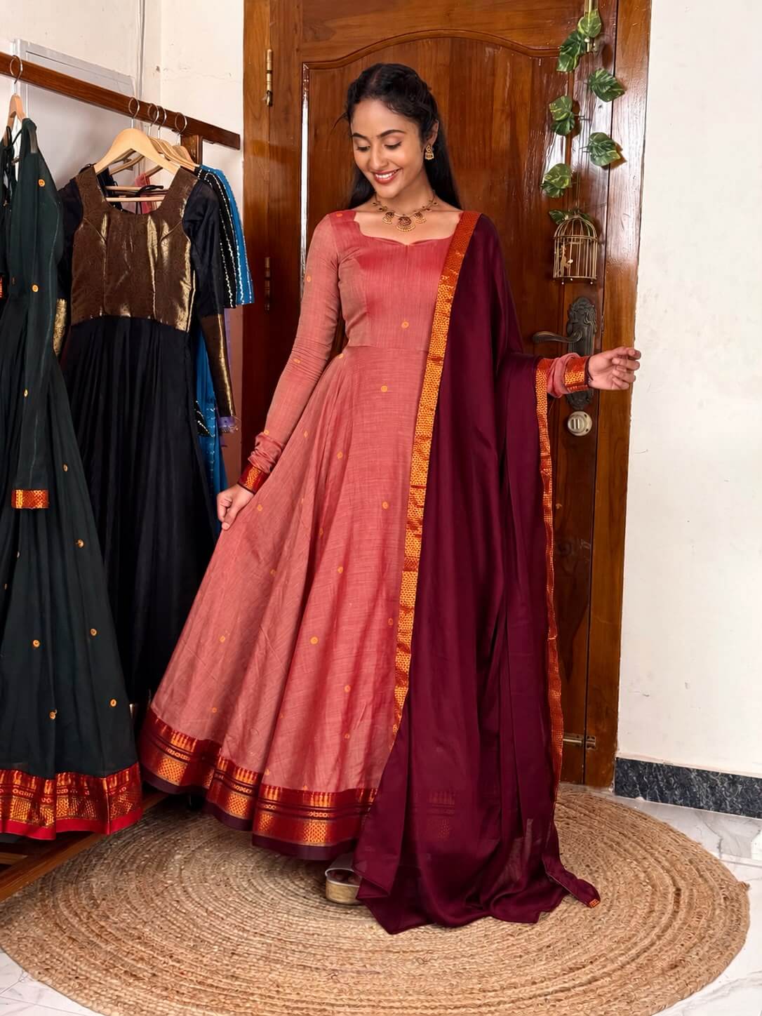 Pink wine Thogai anarkali