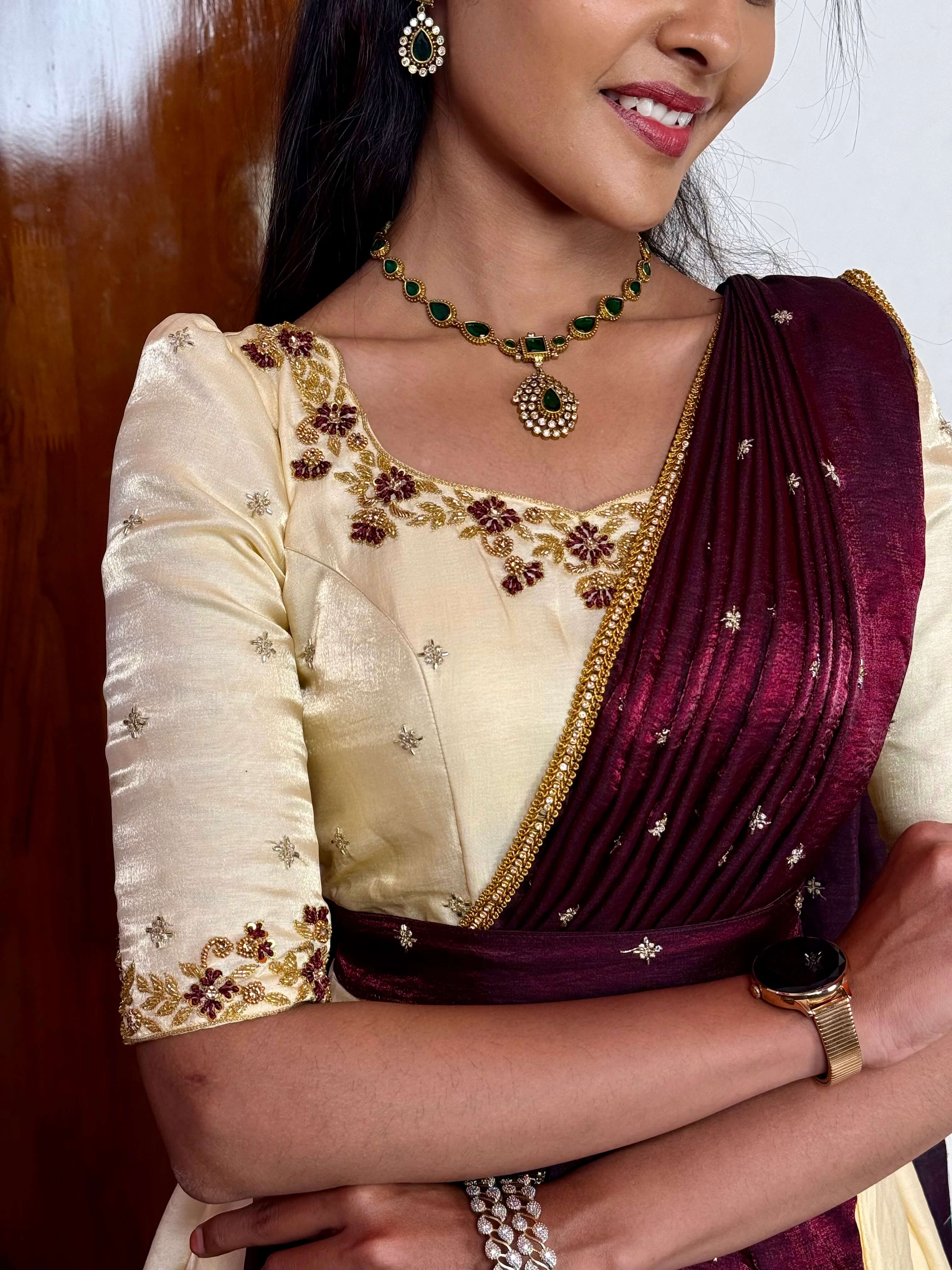 Pearl and wine Aura hand worked maxi