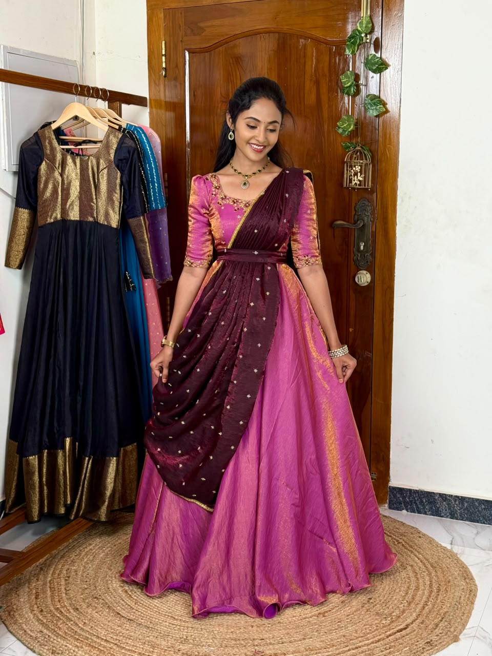 Lavender wine Aura hand worked maxi