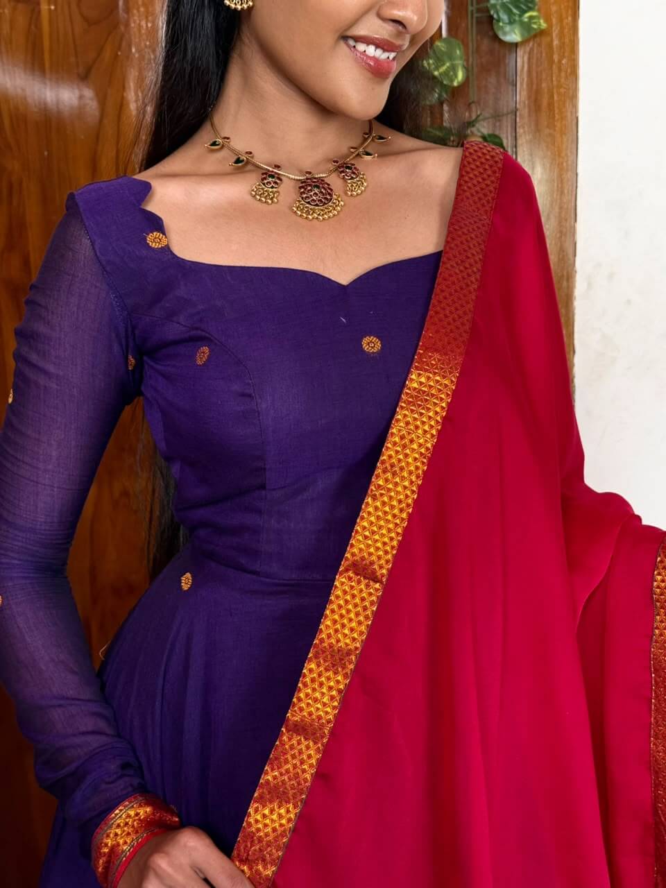 Purple rani pink Thogai anarkali