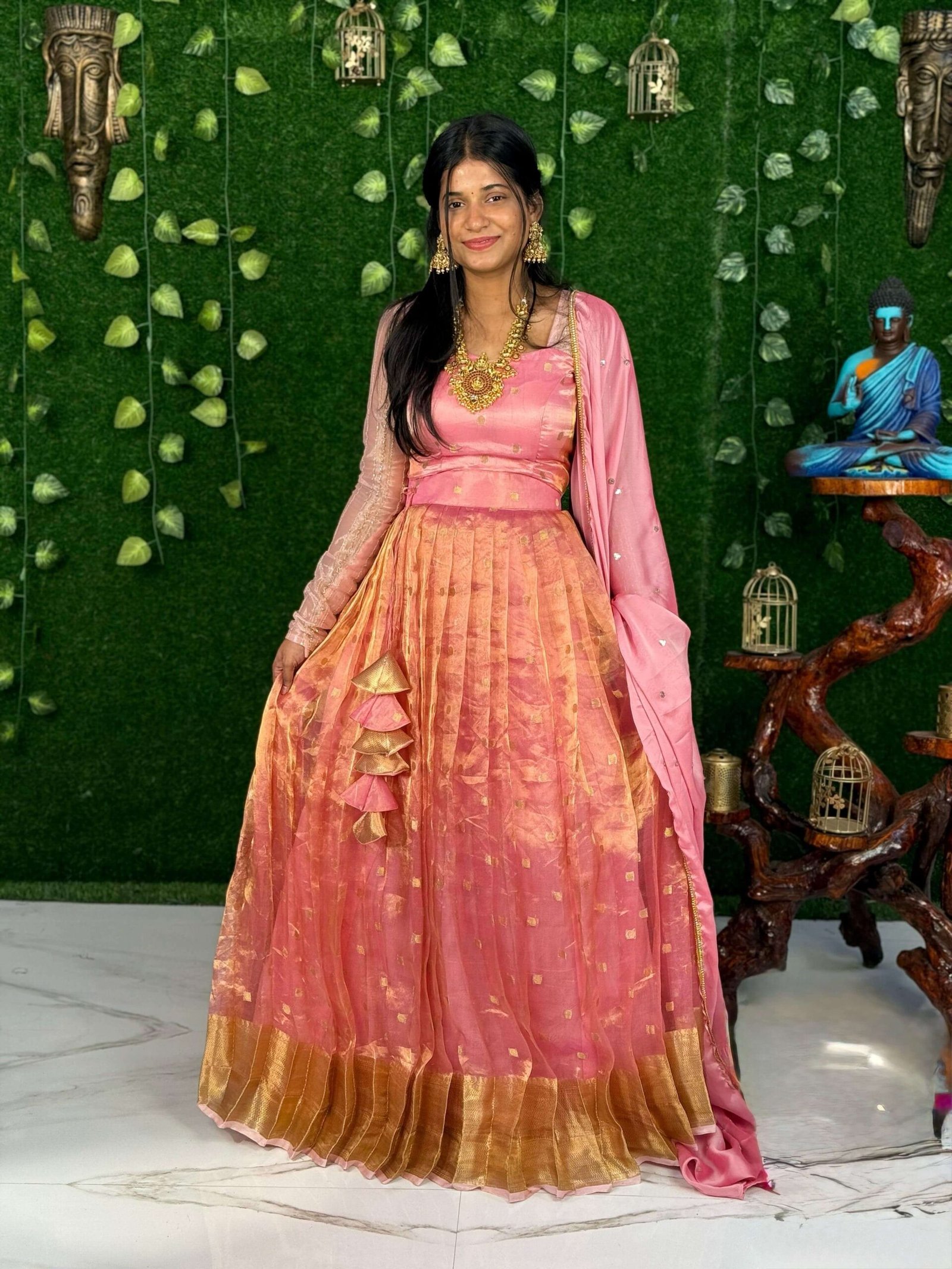 Bridal Pure Tissue Silk - Pink (Lehenga)