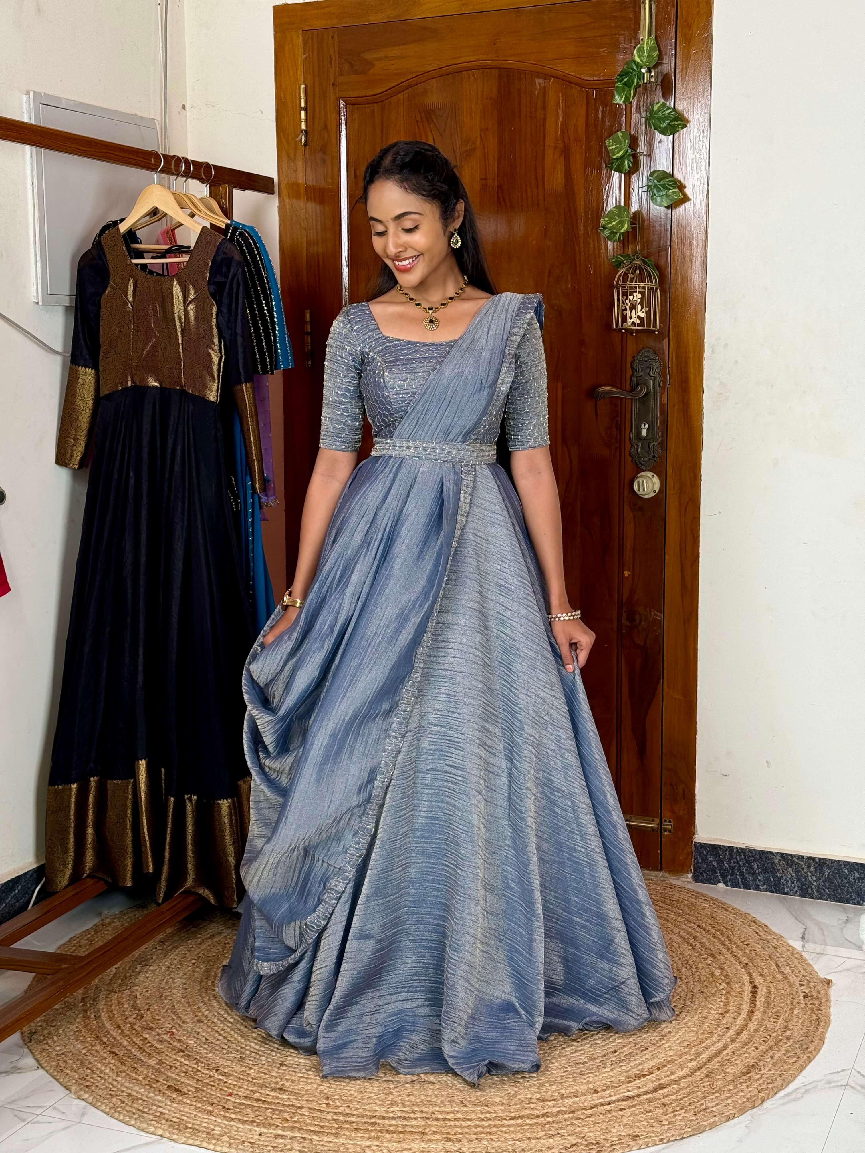 Silver blue Daisy Maxi