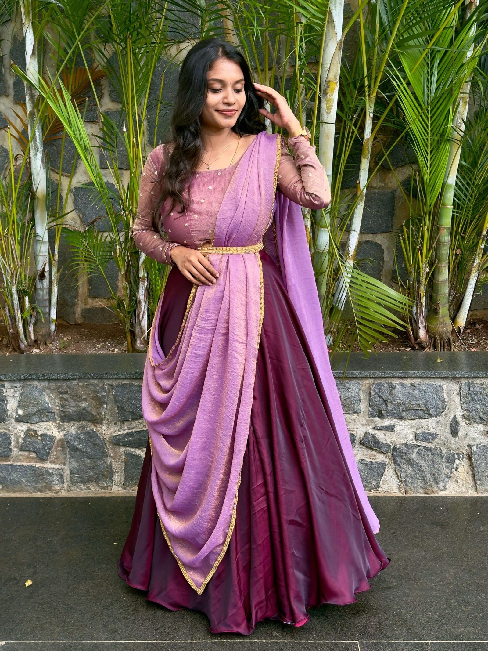 KADHALI - LAVENDER & WINE (Lehenga)