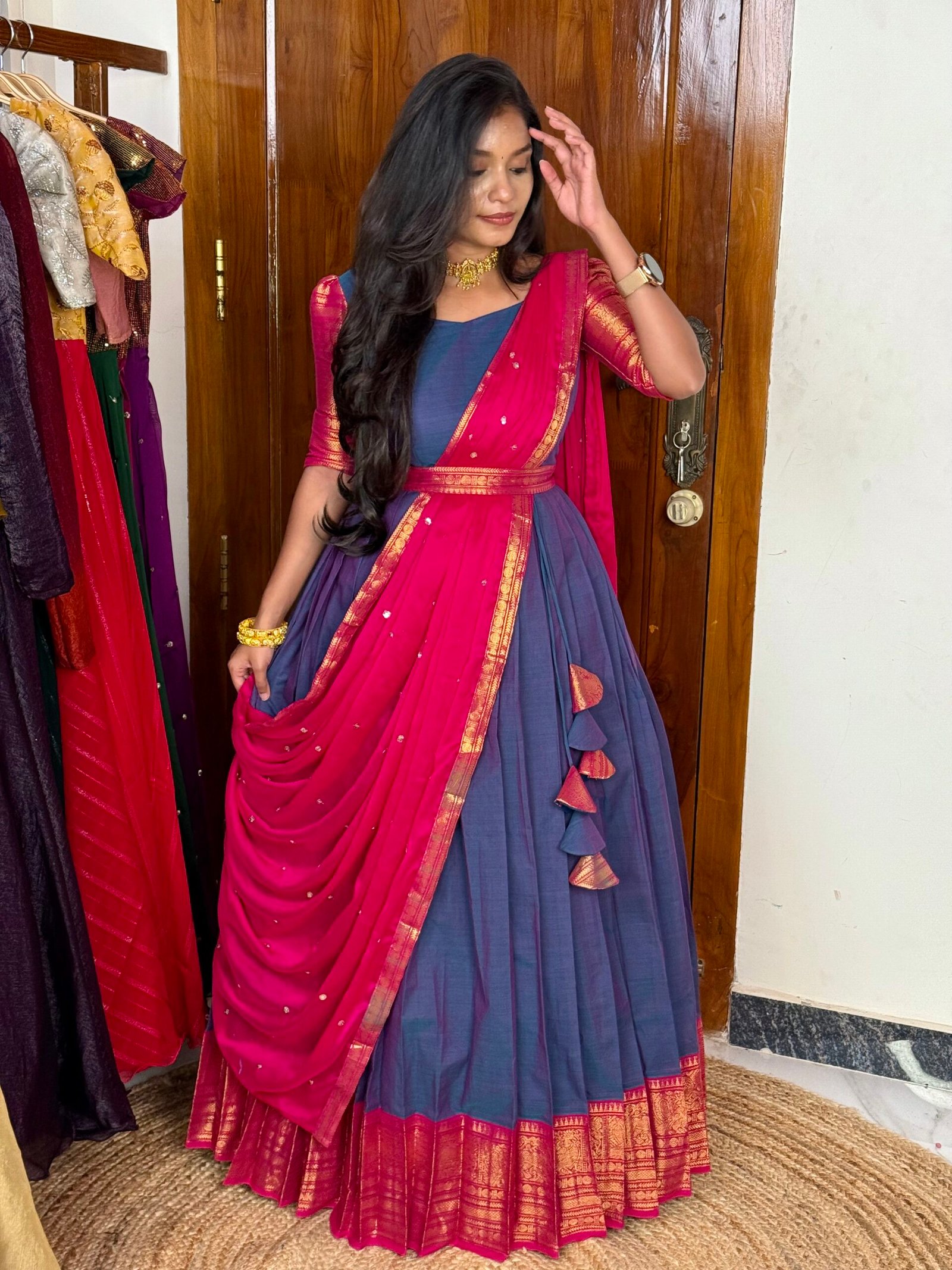 Mayil Maxi - Peacock And Ranipink