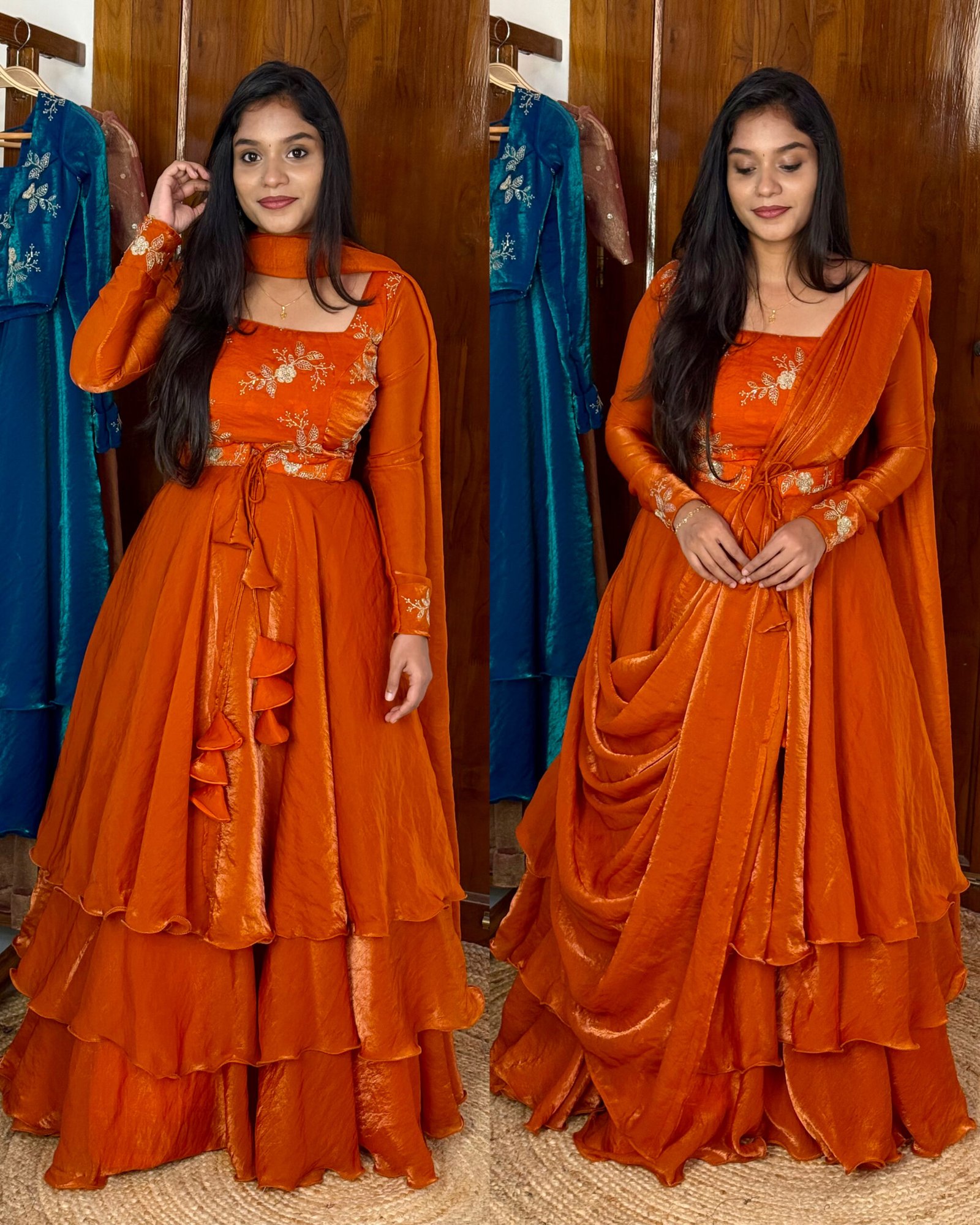 3 in 1 LEHENGA - Rust Orange