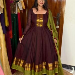 Mayil Anarkali Brown And Green