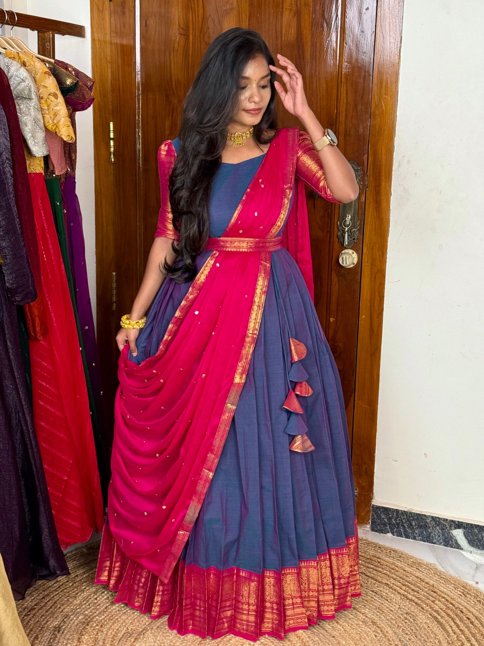 Mayil Maxi - Peacock And Ranipink