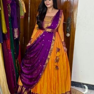Mayil Maxi - Mustard And Purple