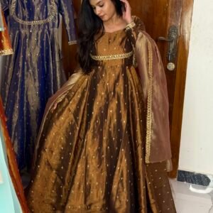 Tissue Cotton Maxi Dress Brown