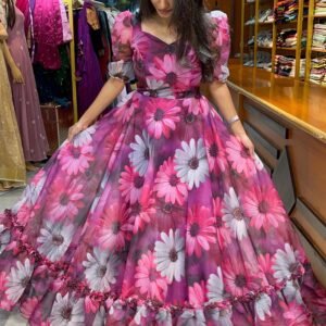 RUFFLED FLORAL ORGANZA - Purple (Maxi)