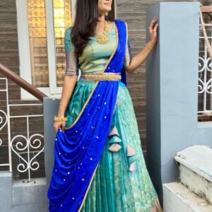TISSUE SILK - BLUE (Lehenga)