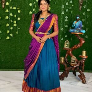 ZARI COTTON - Peacock & Purple (Lehenga)