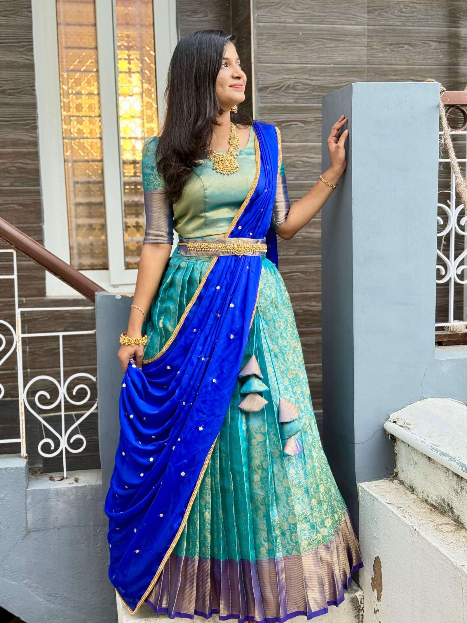 TISSUE SILK - BLUE (Lehenga)