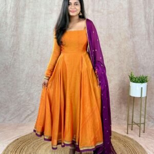 THOORIGAI - MUSTARD ORANGE & PURPLE (Maxi)