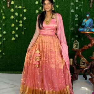 Bridal Pure Tissue Silk - Pink (Lehenga)