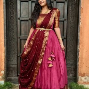 MAYIL - PINK & MAROON (Half saree)