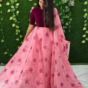 VELVET WITH FLORAL ORGANZA (Maxi)