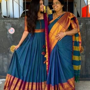 ZARIGAI Peacock Maxi and Saree Combo