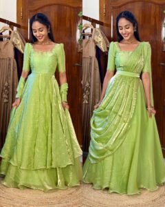 3 in 1 Pista green AIRA Lehenga SC023