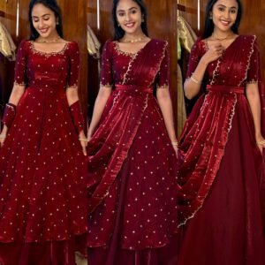 3 in 1 Maroon AIRA Lehenga SC022