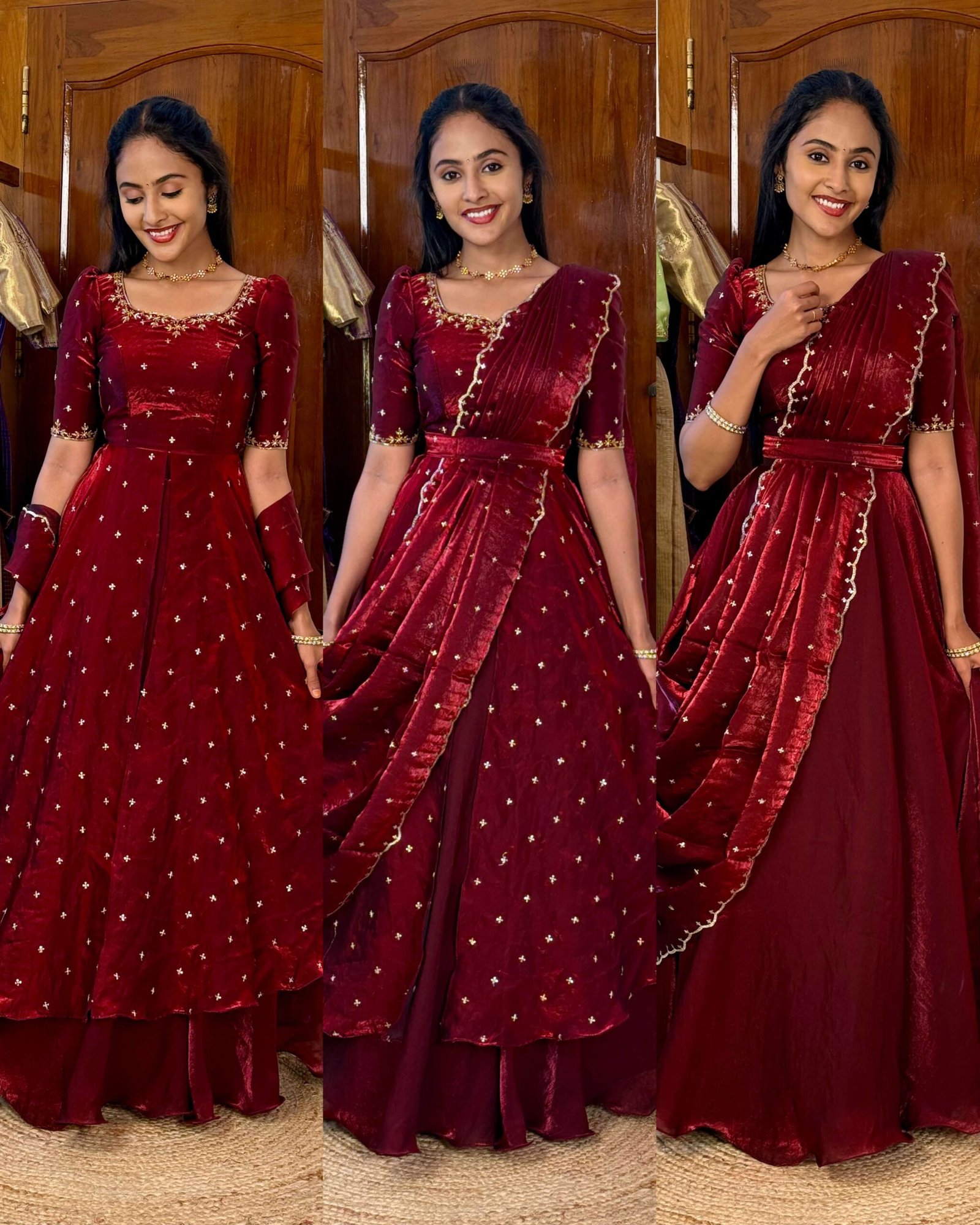 3 in 1 Maroon AIRA Lehenga SC022