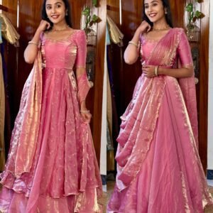 3 in 1 Pink AIRA Lehenga SC018