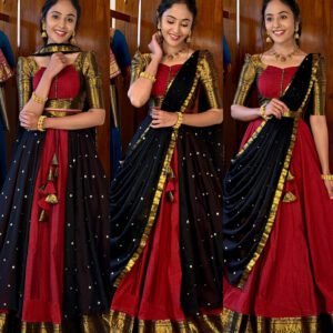 4 in 1 Maroon and black dreamy layers lehenga set