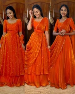 3 in 1 Orange AIRA Lehenga SC021