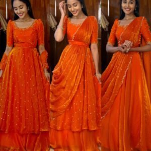3 in 1 Orange AIRA Lehenga SC021