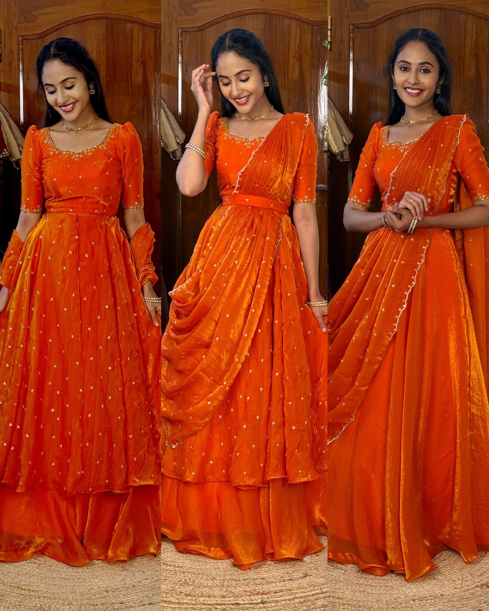 3 in 1 Orange AIRA Lehenga SC021