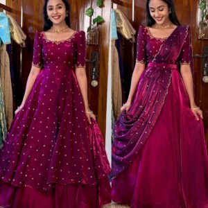 3 in 1 Magenta wine AIRA Lehenga SC017