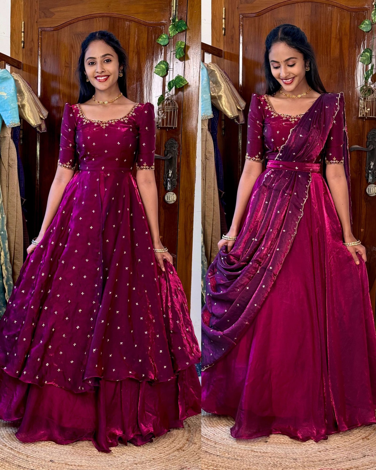 3 in 1 Magenta wine AIRA Lehenga SC017