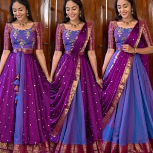 4 in 1 Dreamy layers lavender Lehenga set