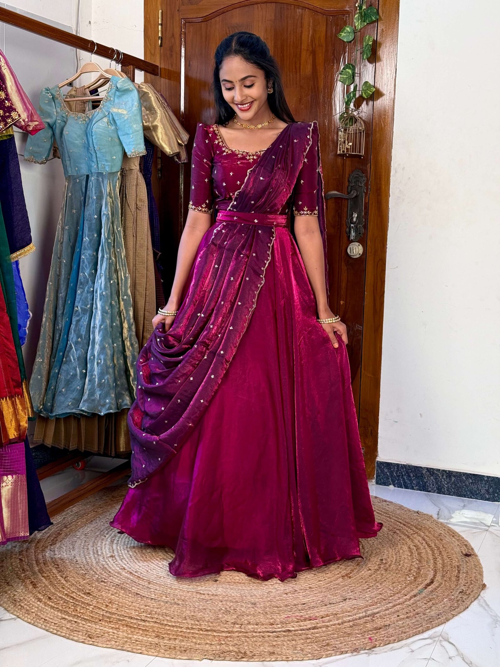 3 in 1 Magenta wine AIRA Lehenga SC017 - Image 6