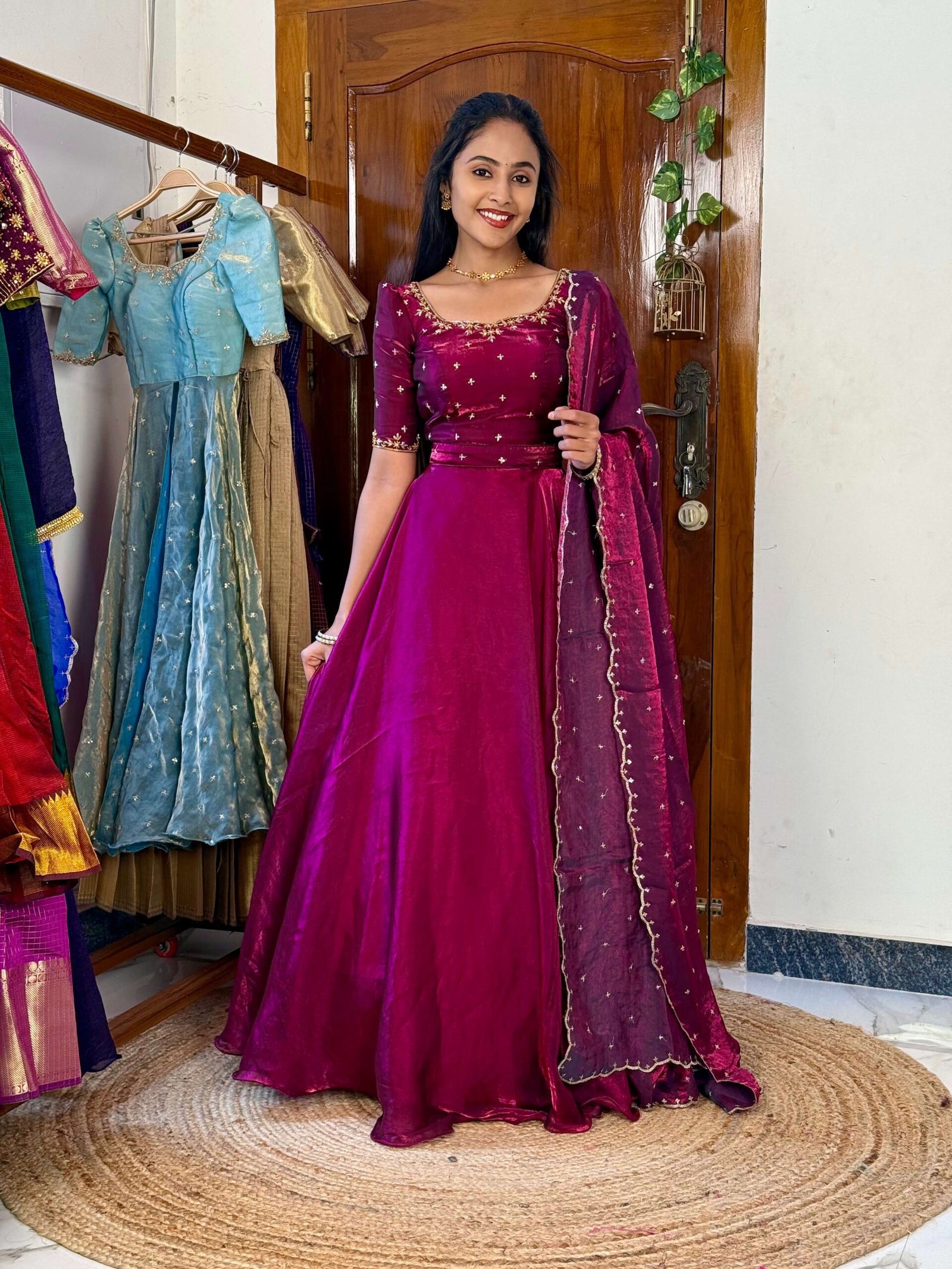 3 in 1 Magenta wine AIRA Lehenga SC017 - Image 4