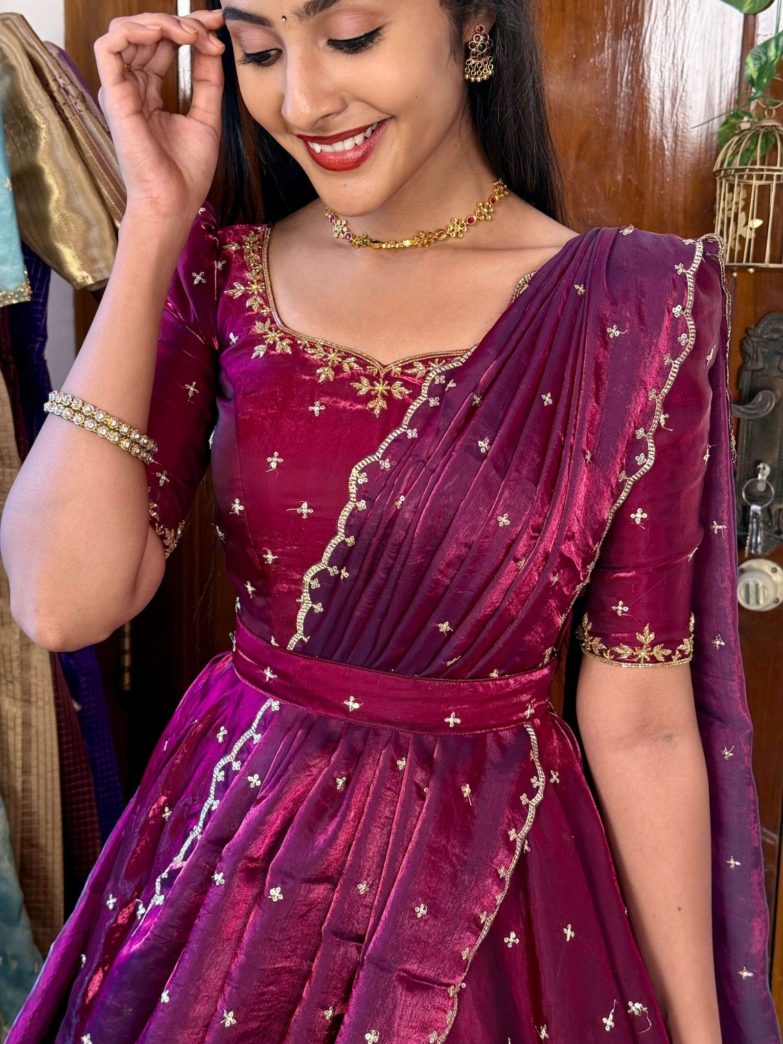 3 in 1 Magenta wine AIRA Lehenga SC017 - Image 2