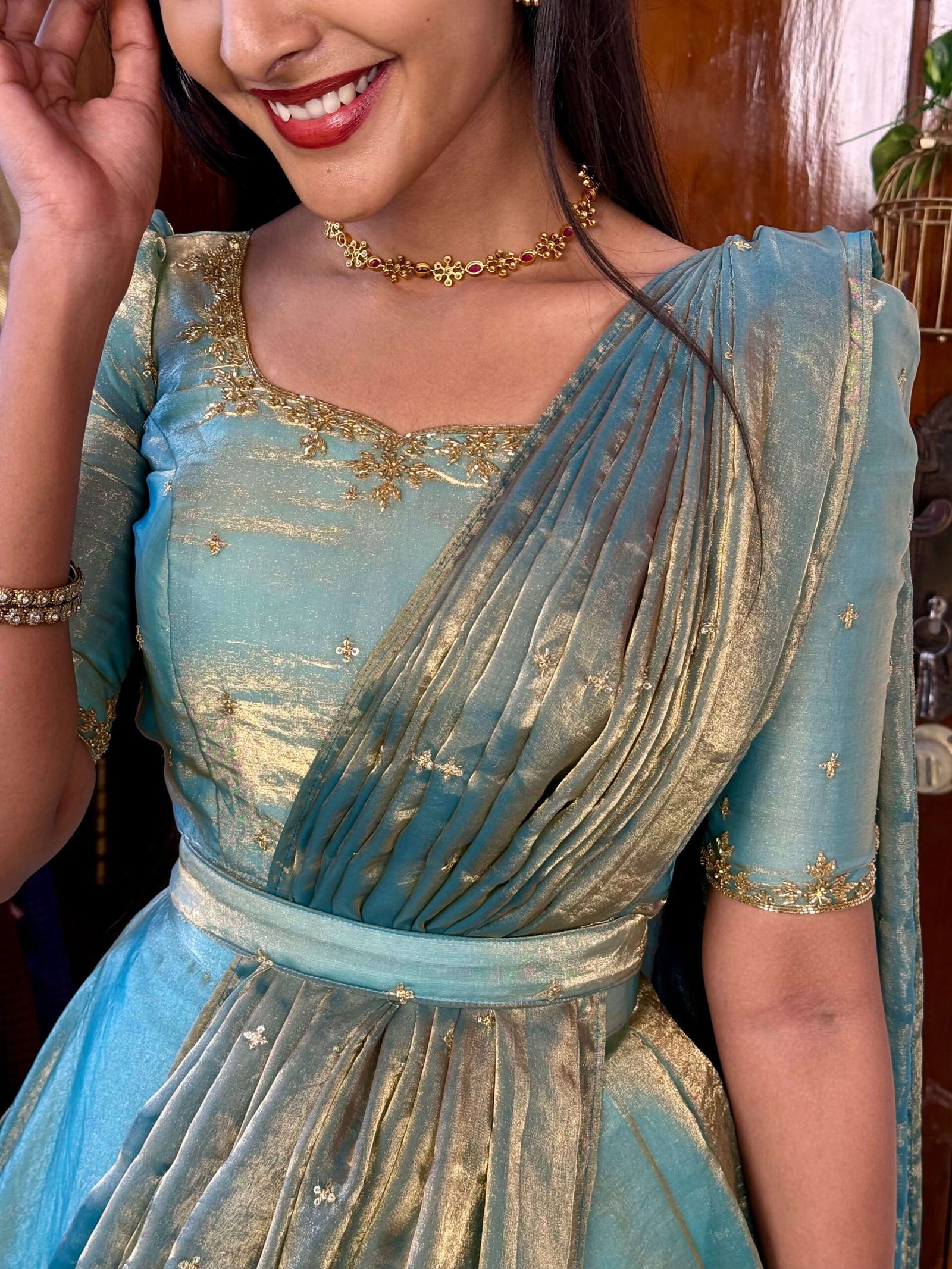 3 in 1 Ice blue AIRA Lehenga SC020 - Image 2