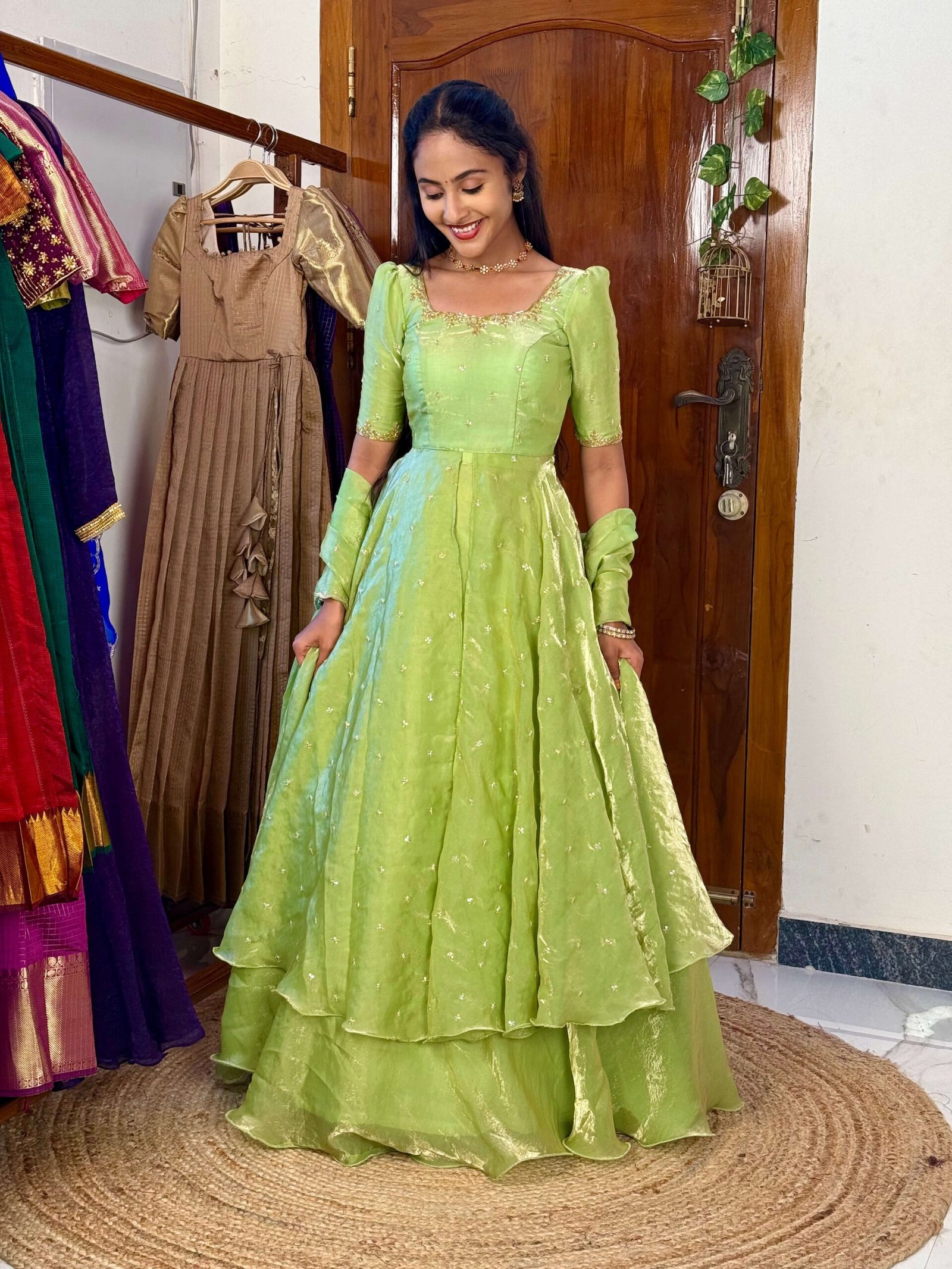 3 in 1 Pista green AIRA Lehenga SC023 - Image 4