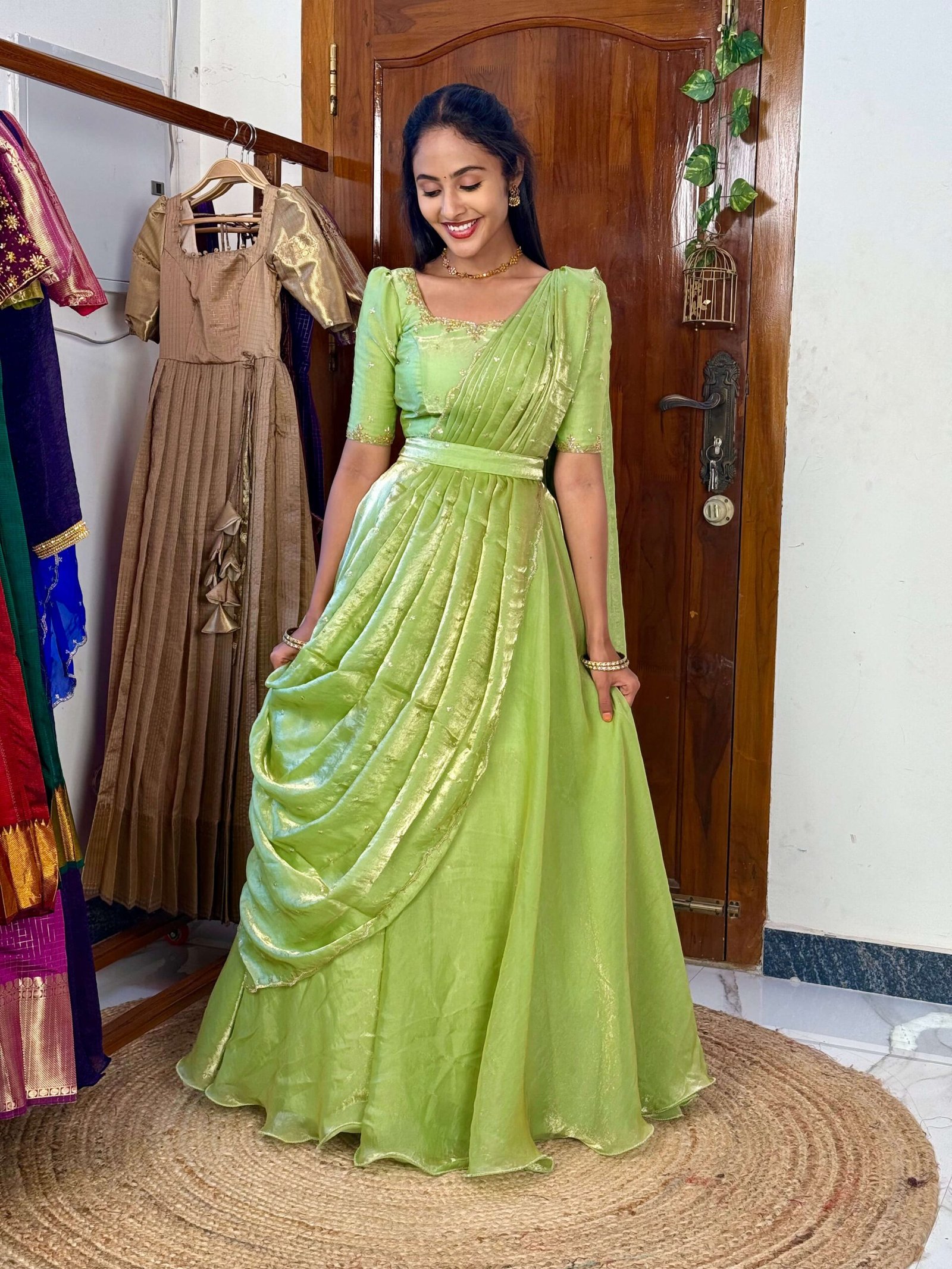 3 in 1 Pista green AIRA Lehenga SC023 - Image 5