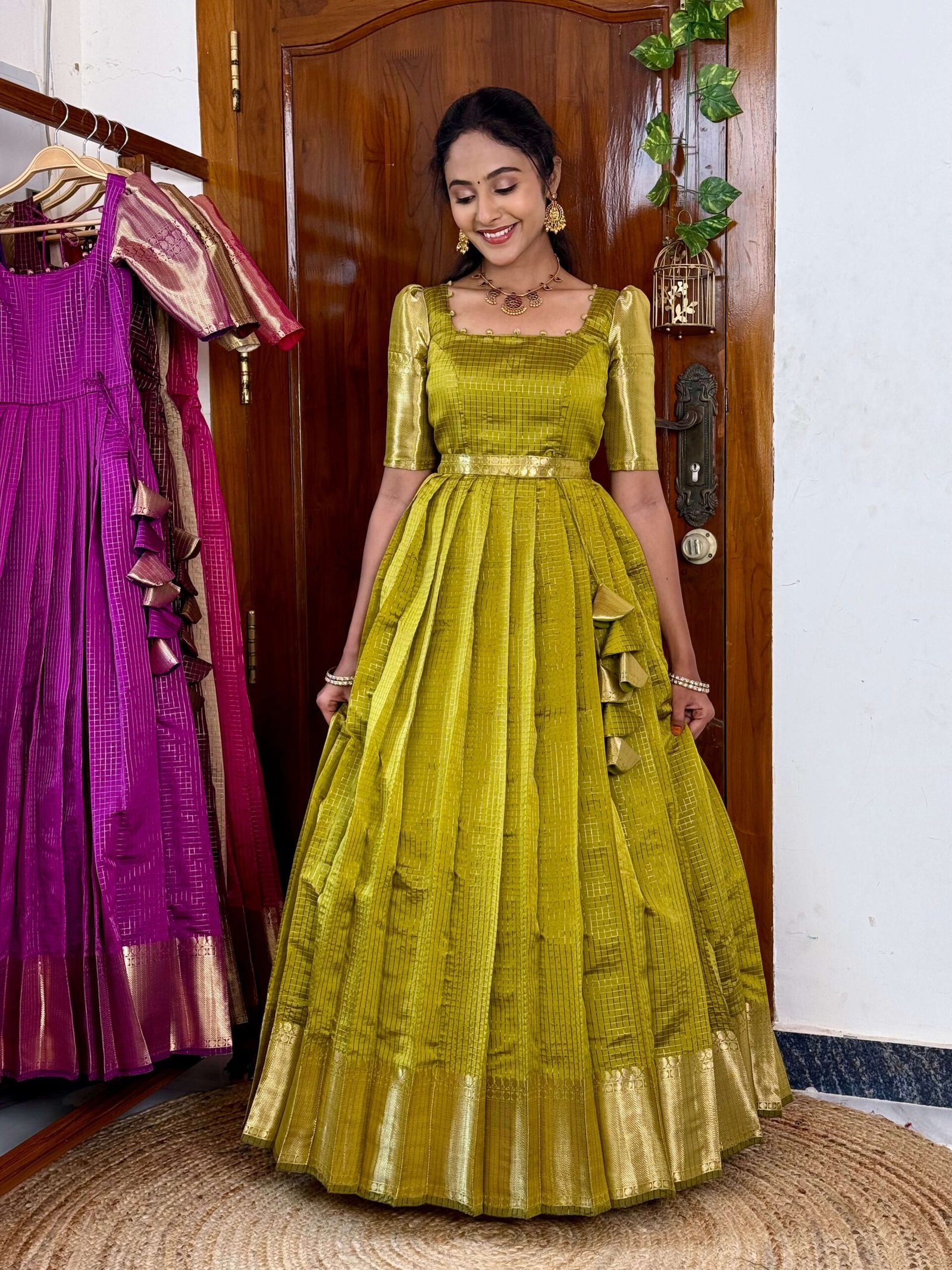 Zari Kattam Olive Green - SC003 - Image 3