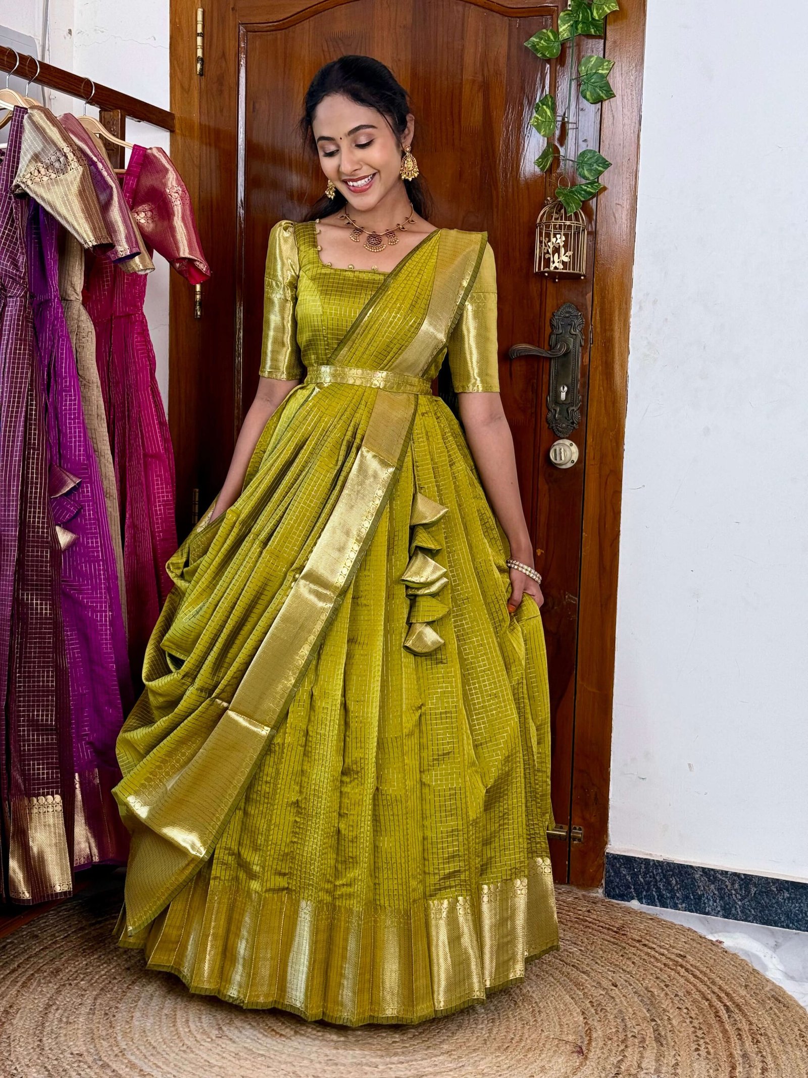 Zari Kattam Olive Green - SC003