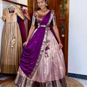 Lavender Premium Kanchipuram Silk Lehenga