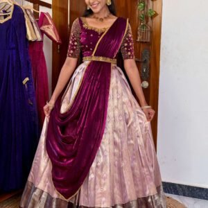 Purplelave Premium Kanchipuram Silk Lehenga - SC013