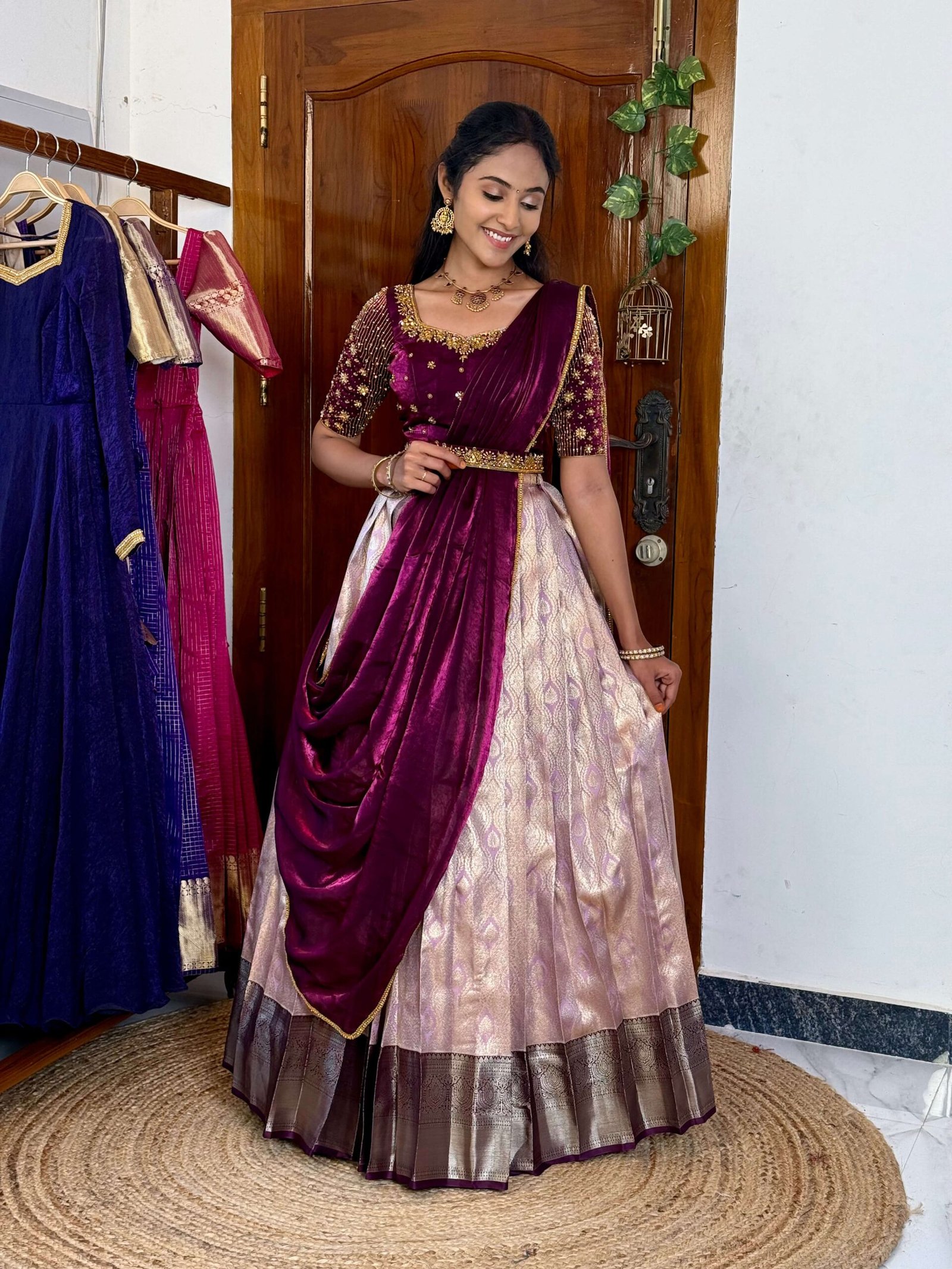 Purplelave Premium Kanchipuram Silk Lehenga - SC013 - Image 3