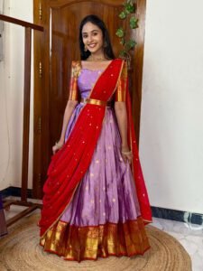 Kanmani Lavender and red lehenga SC026