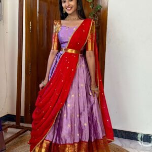 Kanmani Lavender and red lehenga SC026